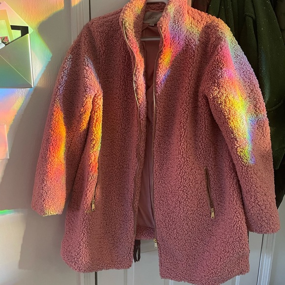 πPink fluffy / teddy pea coat π - Picture 3 of 3